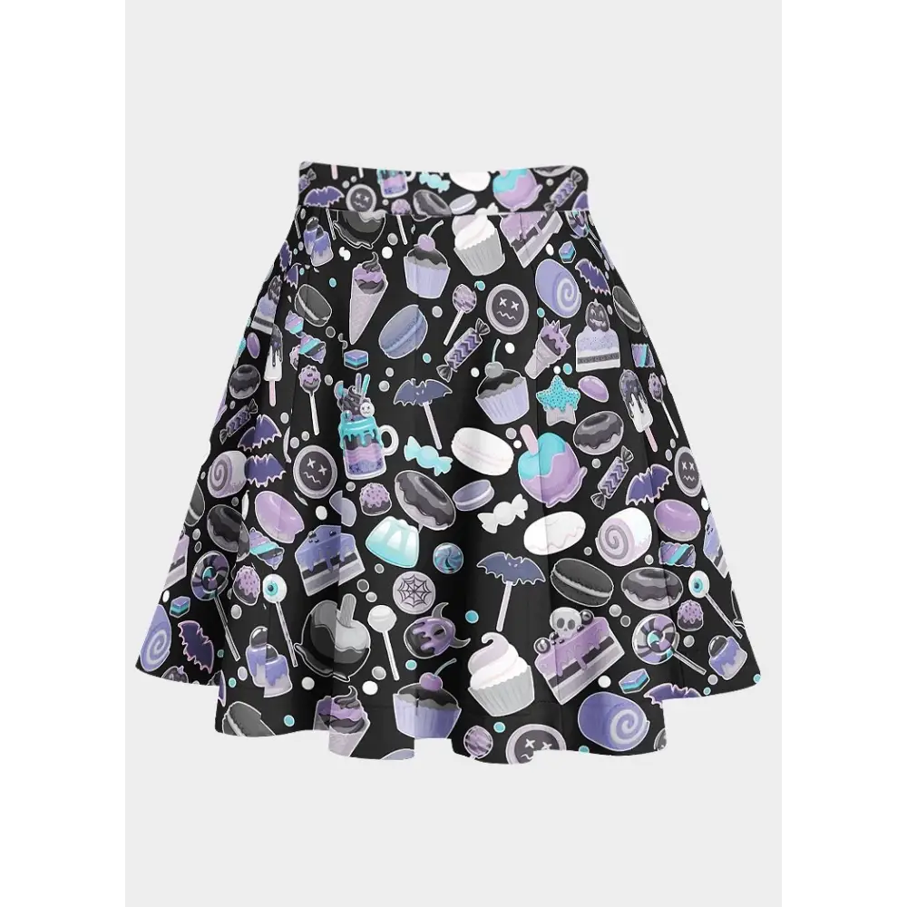 Spooky treat flared skirt for halloween and everyday wear - xsmall-large - women skirts