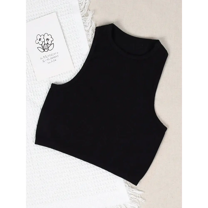 Y2k ribbed crop top for stylish workouts and casual outings - black / s