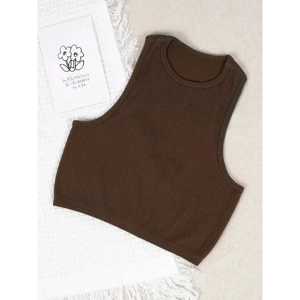 Y2k ribbed crop top for stylish workouts and casual outings - brown / s