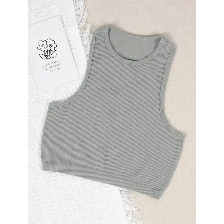 Y2k ribbed crop top for stylish workouts and casual outings - gray / s