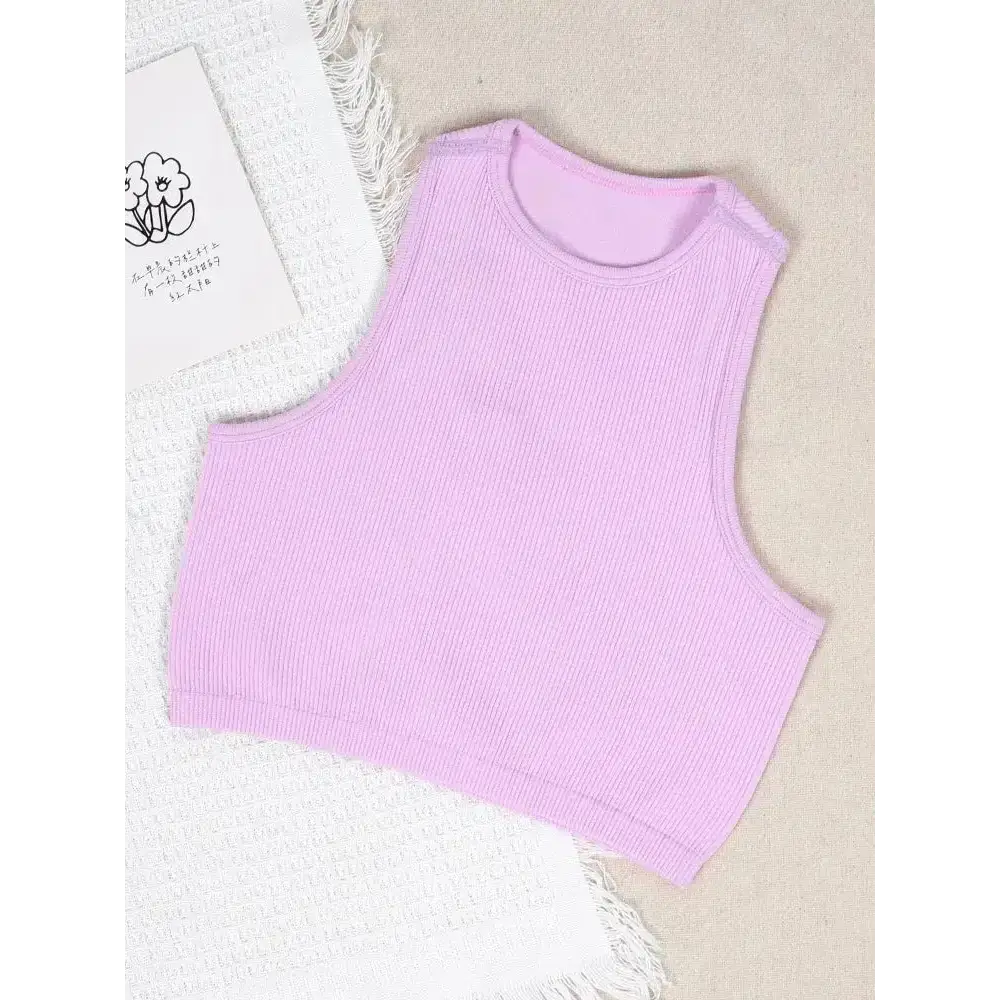 Y2k ribbed crop top for stylish workouts and casual outings - pink / s