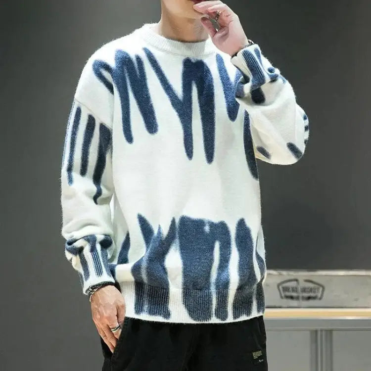 Spray paint soft touch knitted sweater