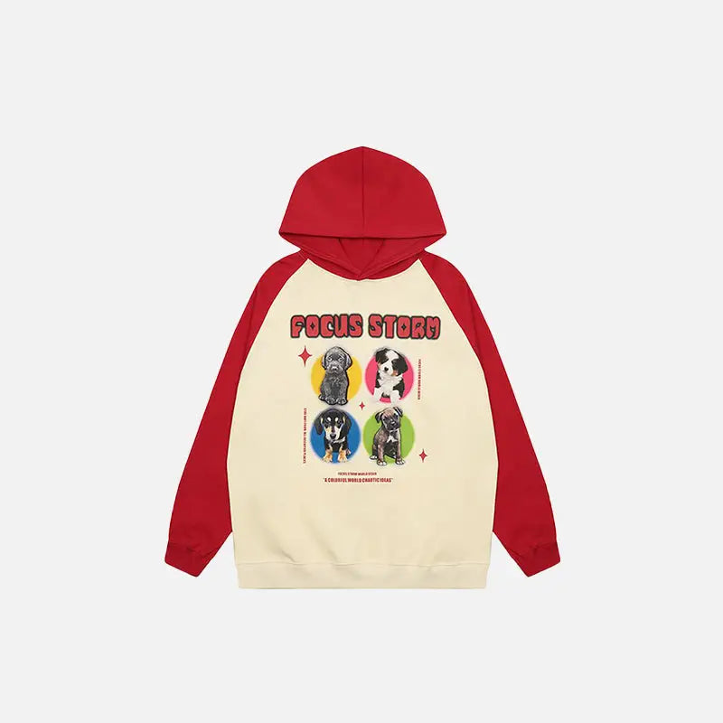 Star dogs graphic print hoodie y2k - red / m - hoodies