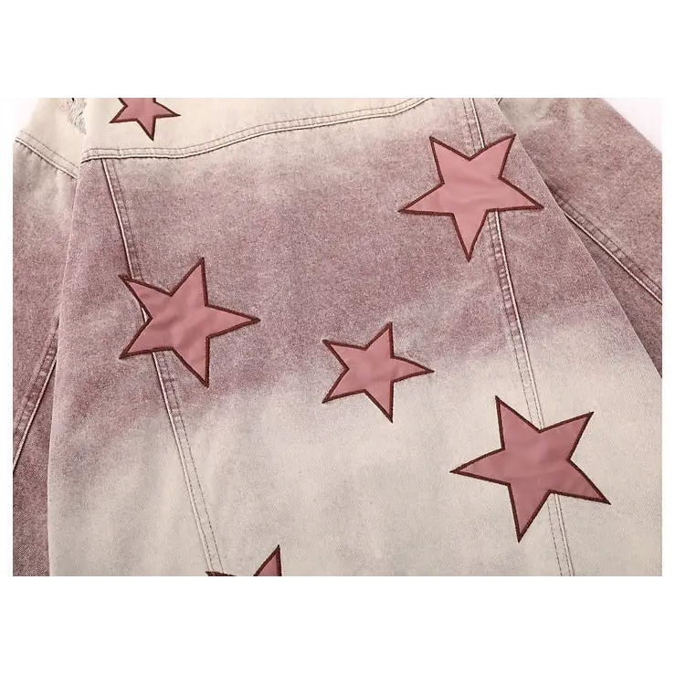 Star embroidery denim jacket y2k