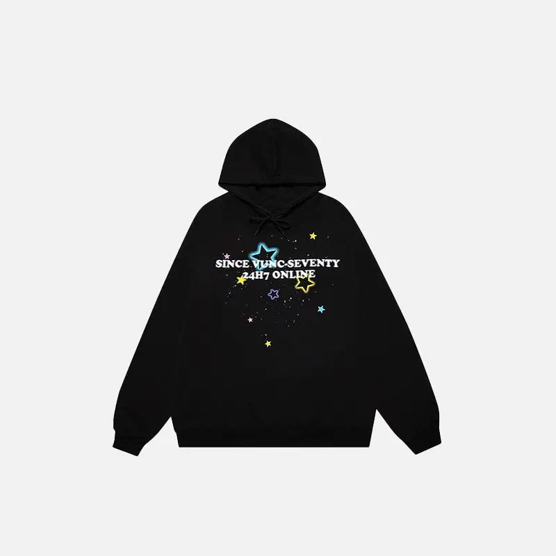 Star graphic oversized hoodie y2k - black / m - hoodies