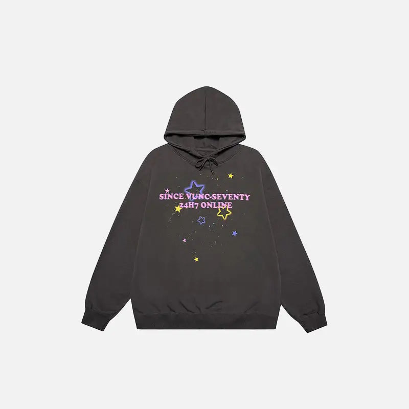 Star graphic oversized hoodie y2k - darkgrey / m - hoodies