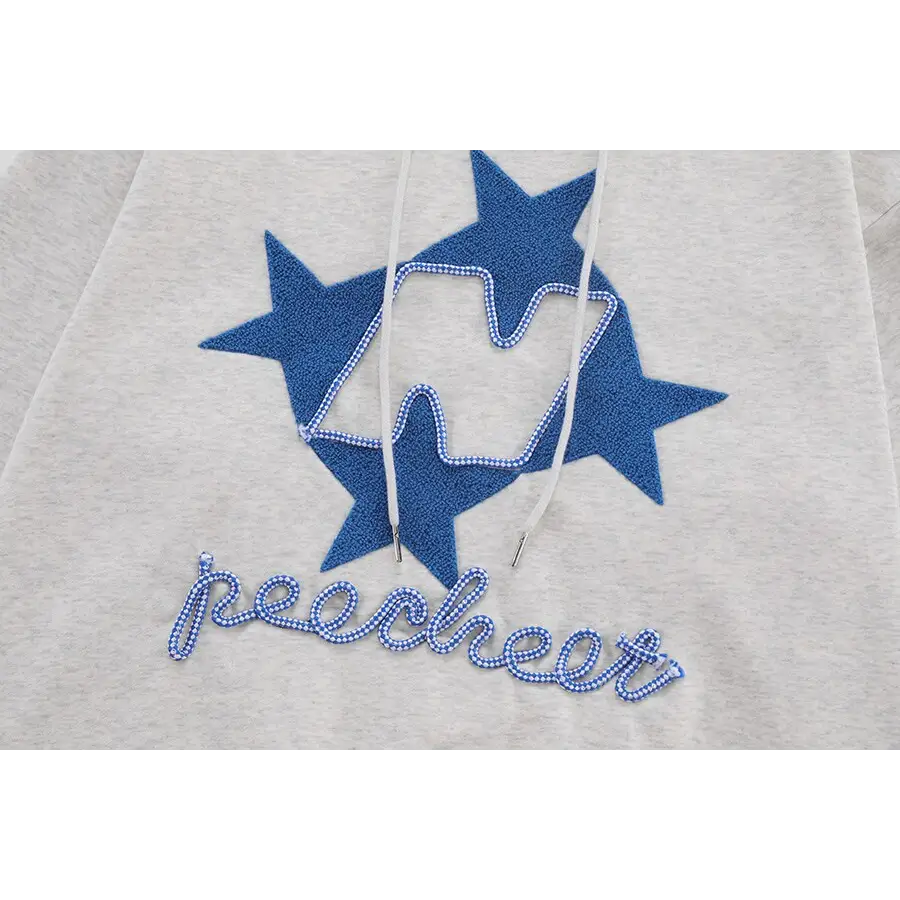 Star letters embroidered hoodie y2k - hoodies