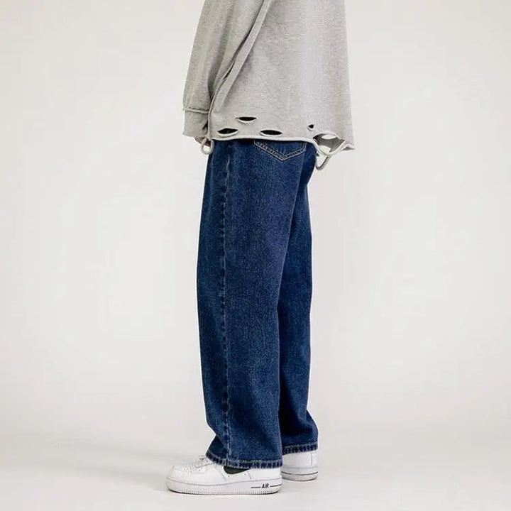 Straight leg mid rise baggy jeans