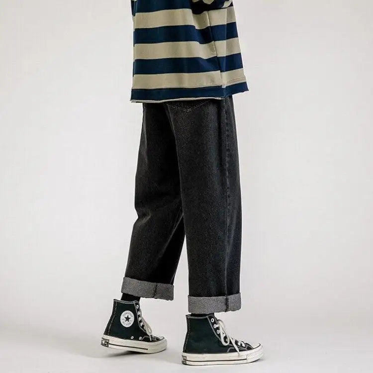 Straight leg mid rise baggy jeans