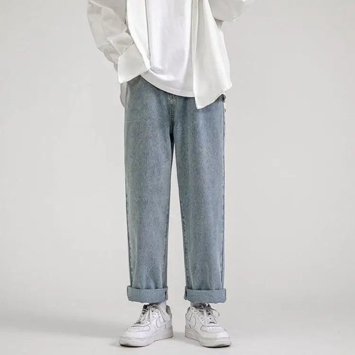 Straight leg mid rise baggy jeans