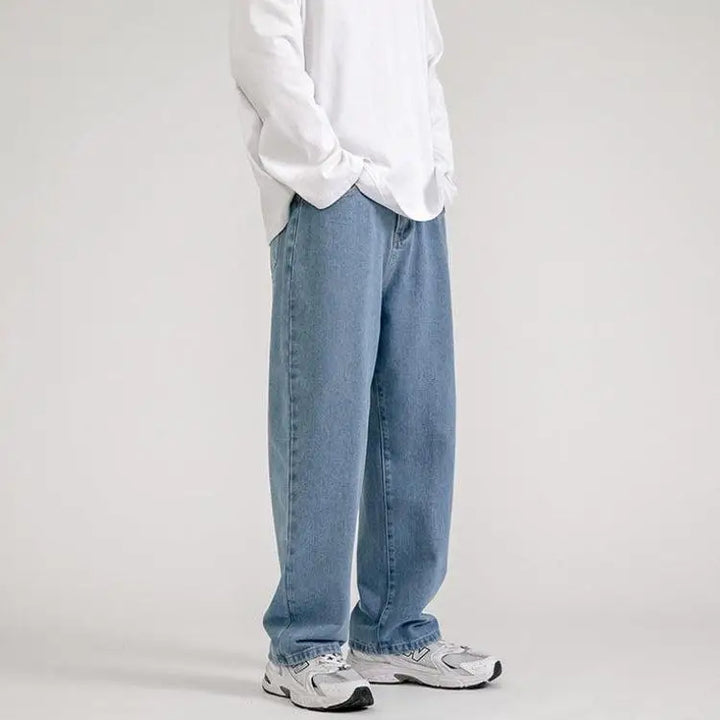 Straight leg mid rise baggy jeans