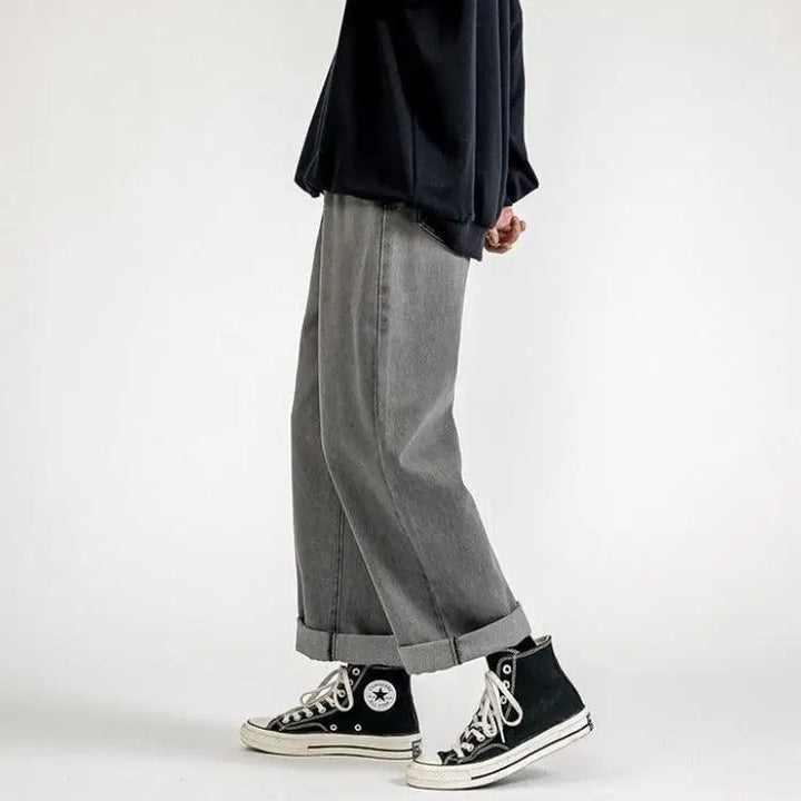 Straight leg mid rise baggy jeans