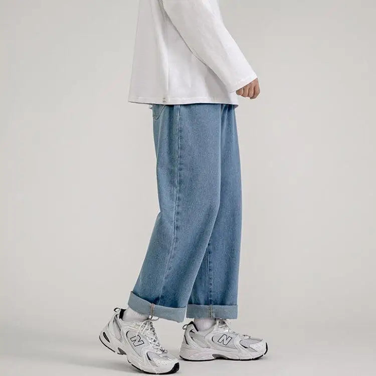 Straight leg mid rise baggy jeans - light blue / xs