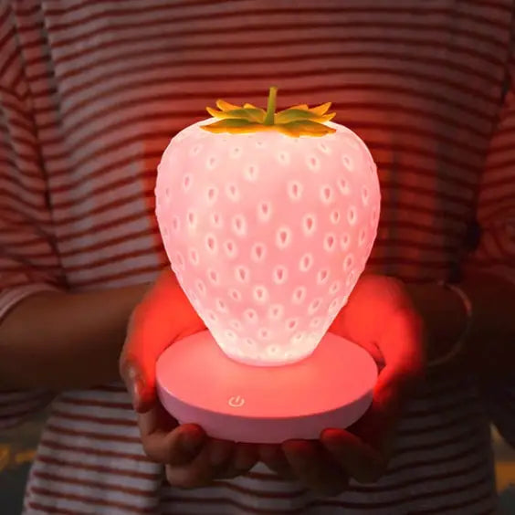 Aesthetic strawberry bedside lamp for cozy bedroom ambiance