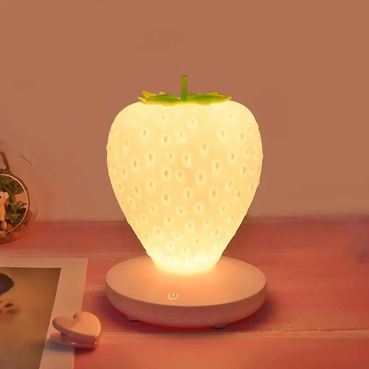 Aesthetic strawberry bedside lamp for cozy bedroom ambiance