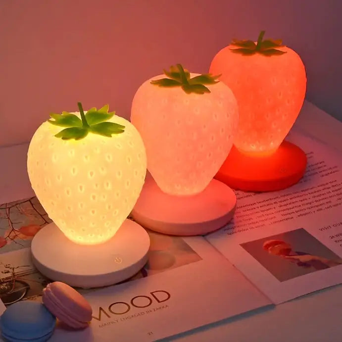 Aesthetic strawberry bedside lamp for cozy bedroom ambiance