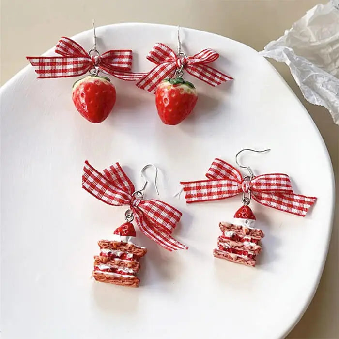 Strawberry cake earrings for sweet accessory lovers - earrings