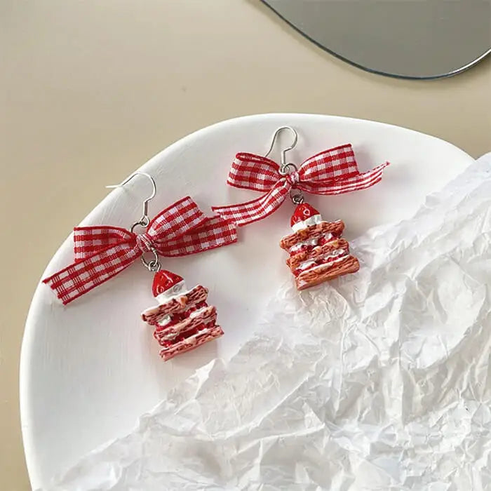 Strawberry cake earrings for sweet accessory lovers - earrings