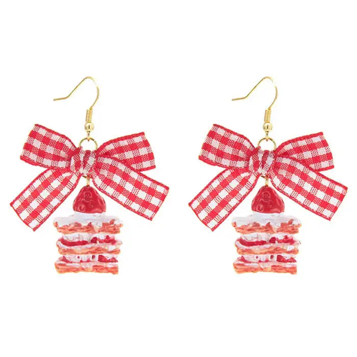 Strawberry cake earrings - earrings