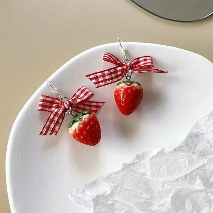 Strawberry cake earrings for sweet accessory lovers - earrings