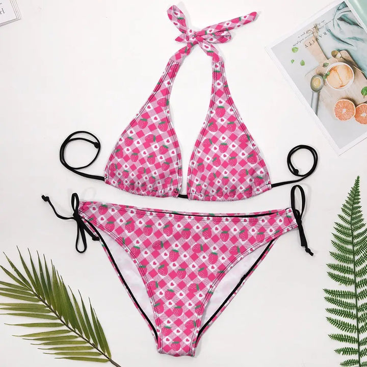 Stylish halter bikini swimsuit for beach and pool parties