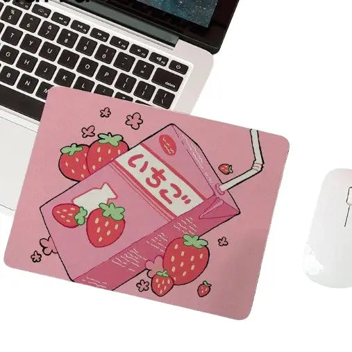 Strawberry milk mouse pad for aesthetic desktop decor - b