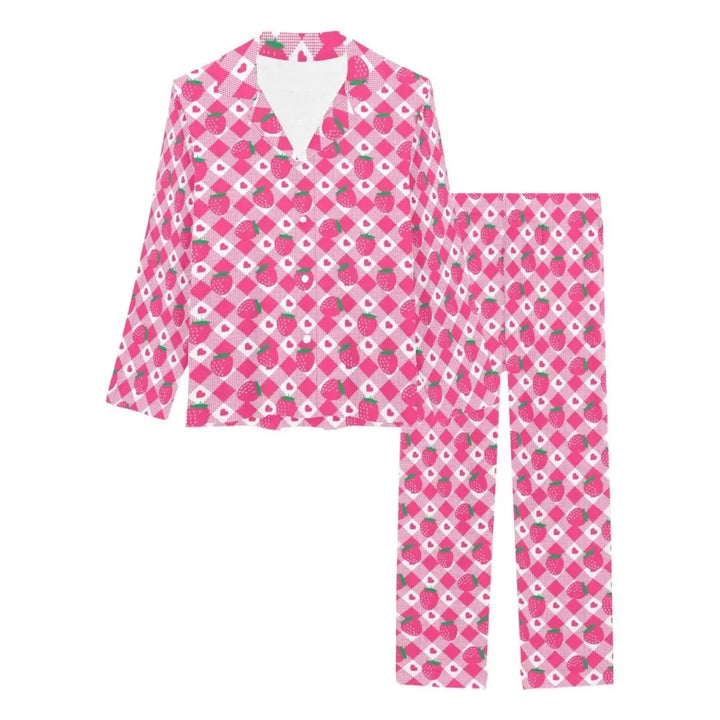 Y2k relaxed fit top and trousers set with notch lapel collar - long pajama (sets 02)