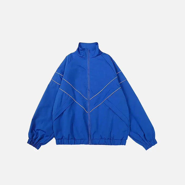 Striped reflective v jacket y2k - blue / m - jackets