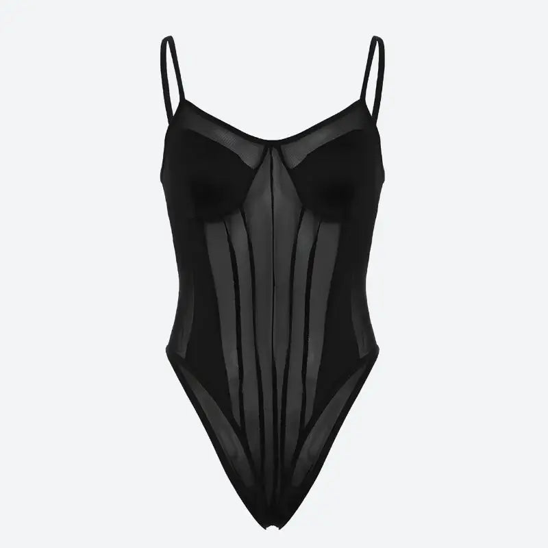 Bold striped sheer bodysuit for a confident summer look - black / s