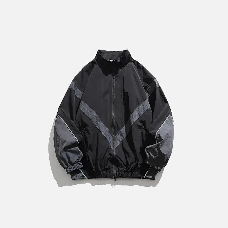 Striped windbreaker jacket y2k - black / m - jackets