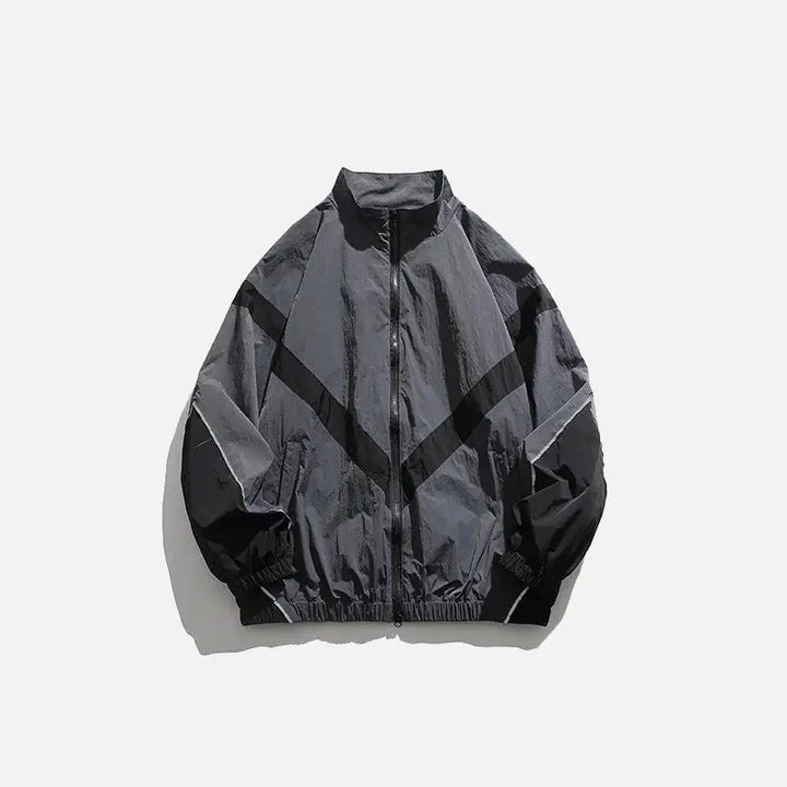 Striped windbreaker jacket y2k - grey / m - jackets