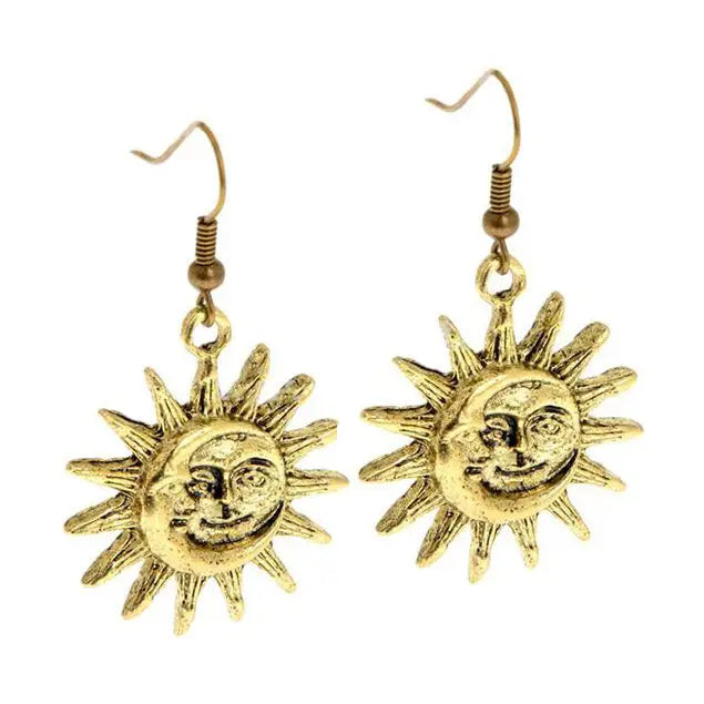 Sun and moon earrings - standart / gold - earrings