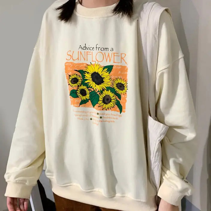 Sunflower sweatshirt - free size / beige - sweatshirts