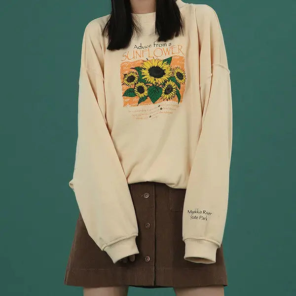 Sunflower sweatshirt - free size / beige - sweatshirts