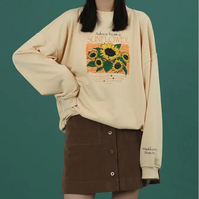 Sunflower sweatshirt - free size / beige - sweatshirts