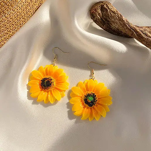 Sunflowers earrings - standart / yellow - earrings