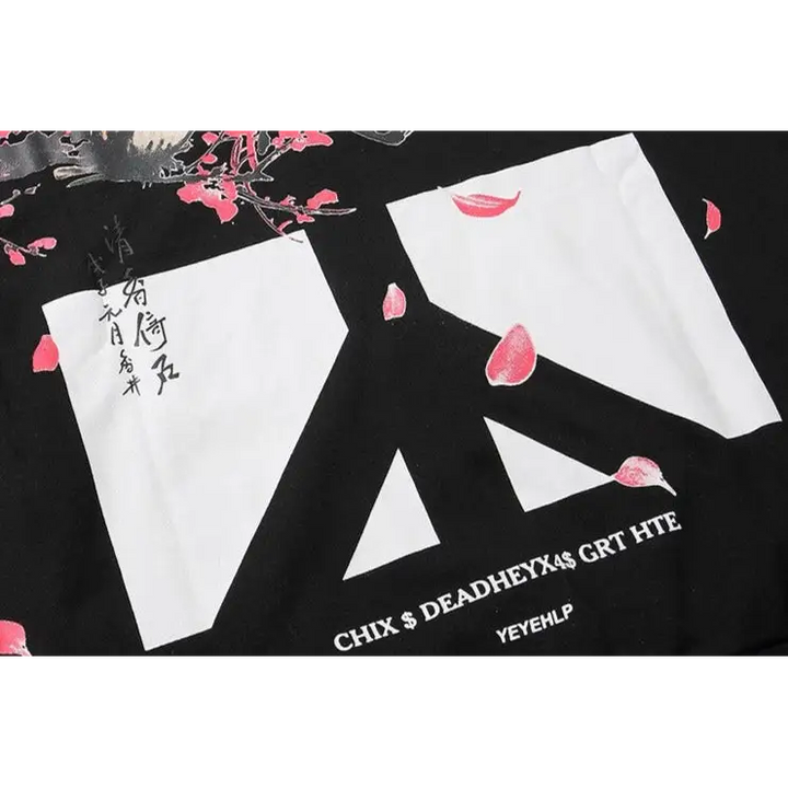 Sweat à capuche peace y2k avec motif kanji - hoodies