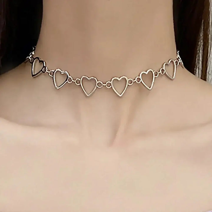 Y2k heart chain necklace in metal for women