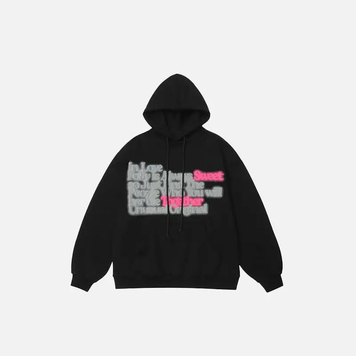Sweet together embroidery hoodie y2k - black / m - hoodies