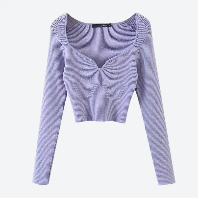 Rib-knit crop top with sweetheart neckline in modern y2k style