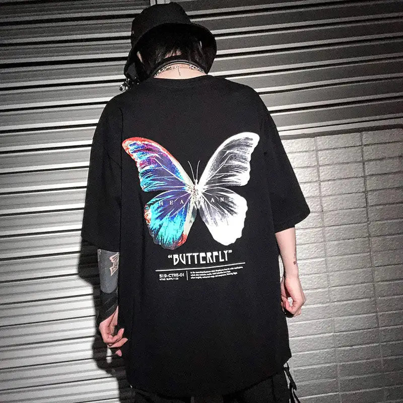 T-shirt butterfly oversize japanese y2k