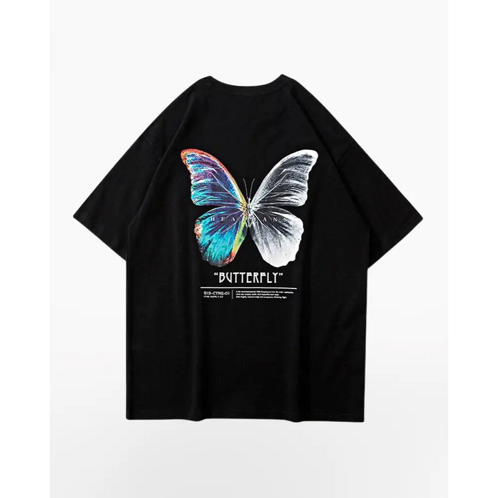 T-shirt butterfly oversize japanese y2k - black / s