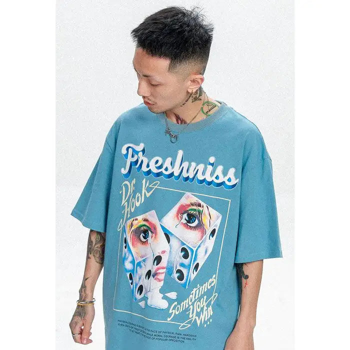 T-shirt freshniss y2k oversized japan - blue / m