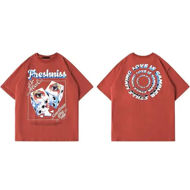T-shirt freshniss y2k oversized japan - red / l