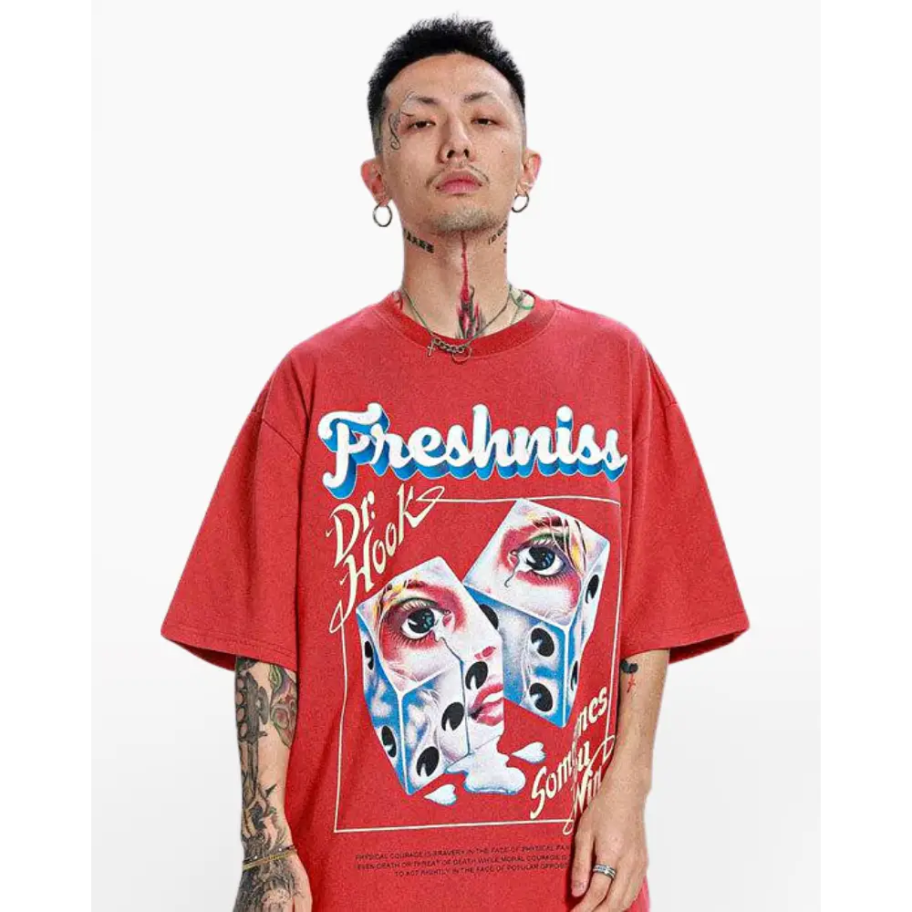 T-shirt freshniss y2k oversized japan - red / xl