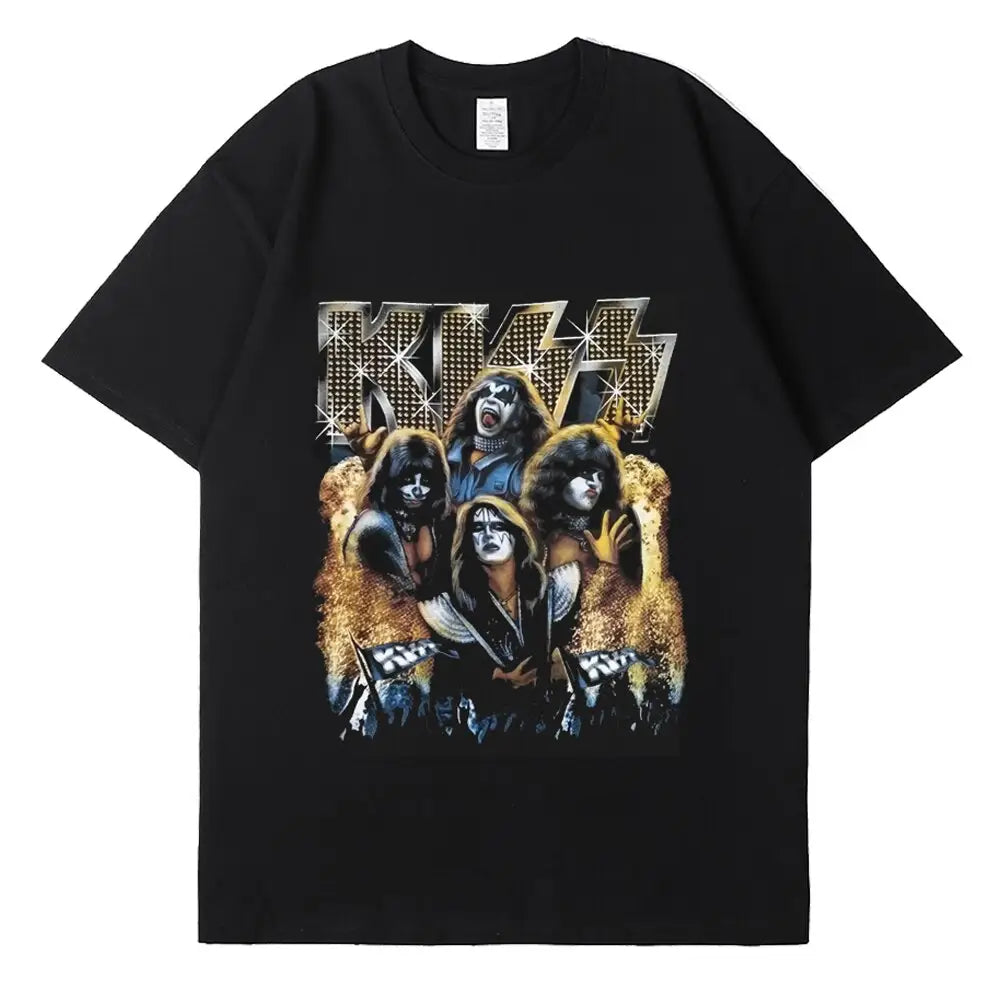 T-shirt métal kiss y2k pour un look streetwear gothique - 3 / xs