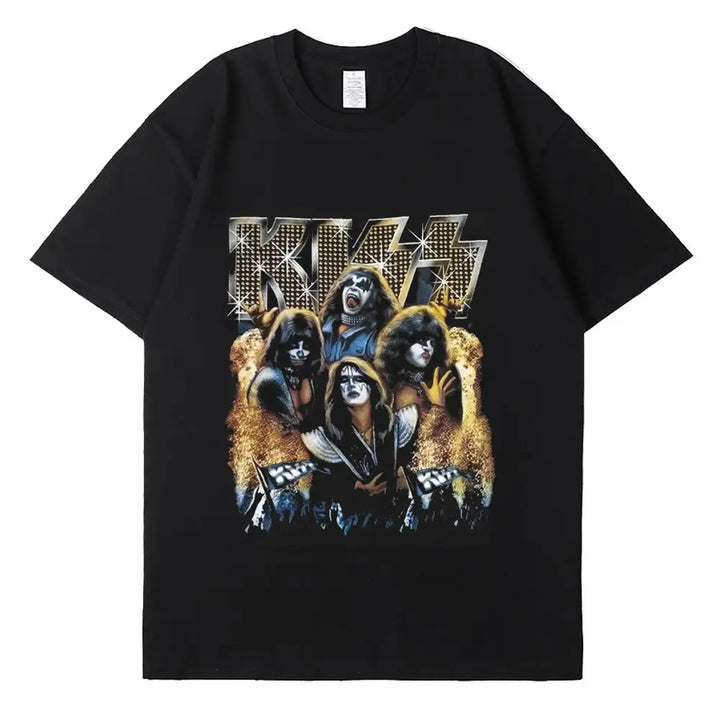 T-shirt métal kiss y2k pour un look streetwear gothique - 3 / xs