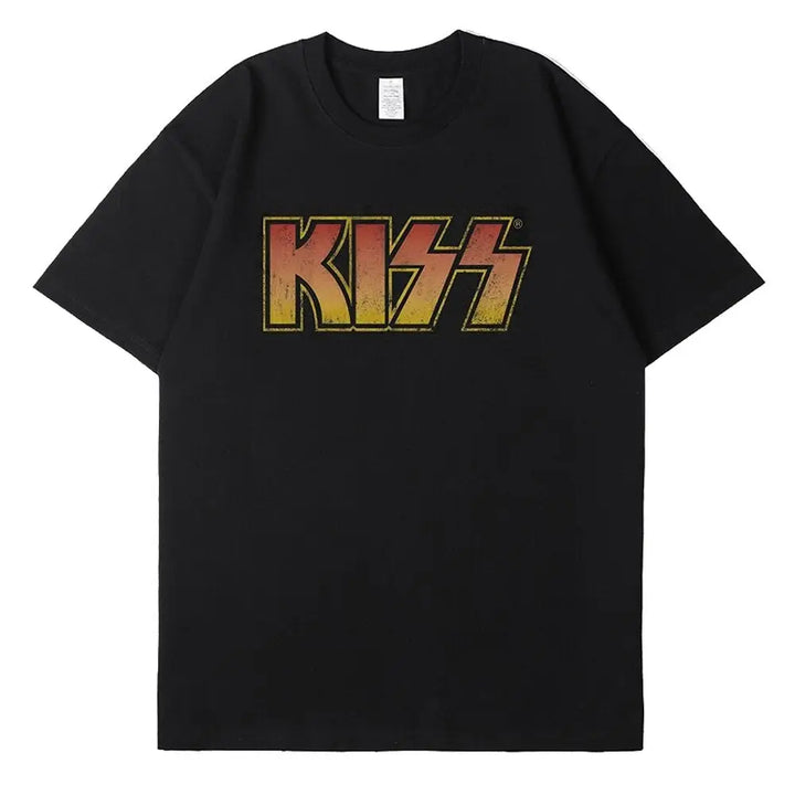 T-shirt métal kiss y2k pour un look streetwear gothique - 4 / xs