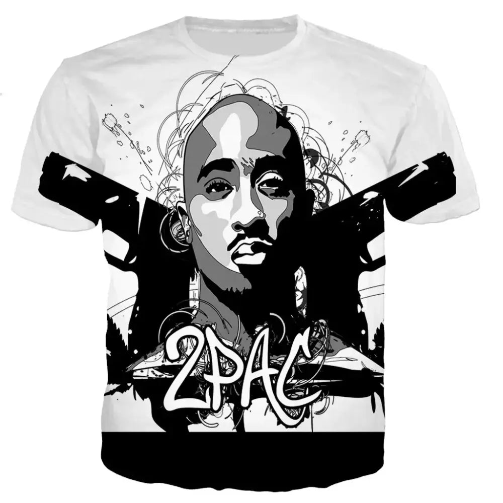 Y2k popstar tupac 3d printed t-shirts for authentic streetwear - 2 gun’s / xl