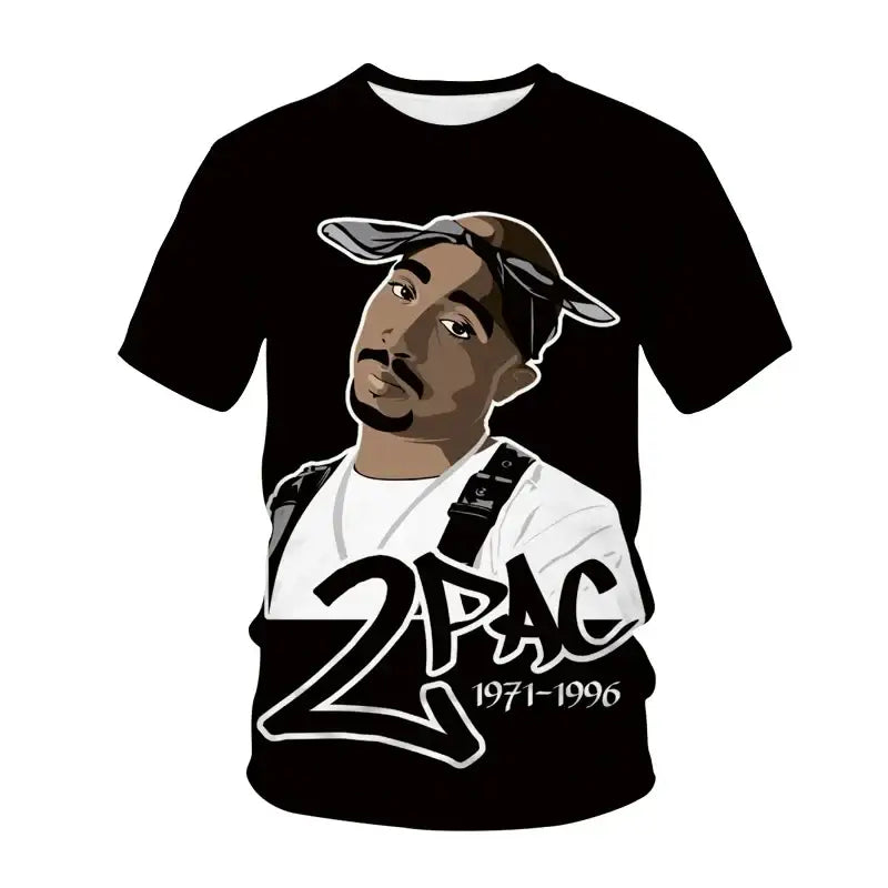 Y2k popstar tupac 3d printed t-shirts for authentic streetwear - 2 pac date / xl